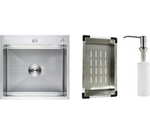 Кухонная мойка Schtoff Best Premium Silver 5550 + коландер K-1 BLACK + дозатор SD-1 SILVER