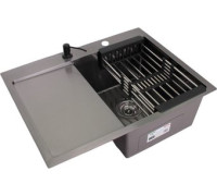 Кухонная мойка Wisent WS-36550B-R/GER013 с сифоном, дозатором и коландером