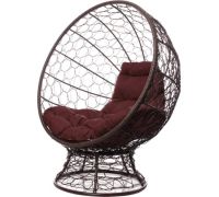 Кресло M-Group Кокос на подставке 11590205 коричневый ротанг/коричневая подушка