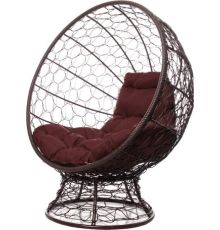 Кресло M-Group Кокос на подставке 11590205 коричневый ротанг/коричневая подушка