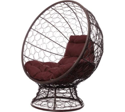 Кресло M-Group Кокос на подставке 11590205 коричневый ротанг/коричневая подушка