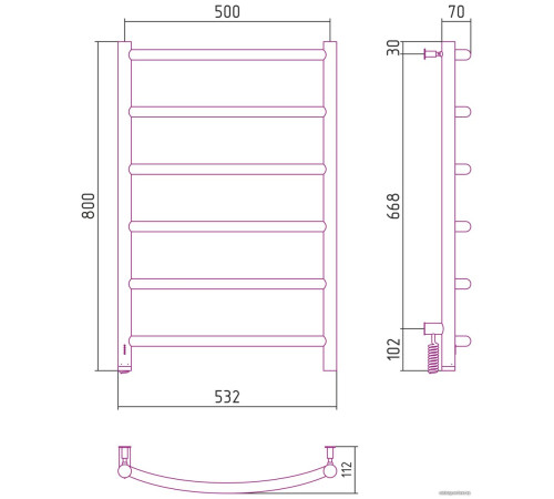 Полотенцесушитель Сунержа Галант 4.0 800х500 МЭМ левый 31-0830-8050