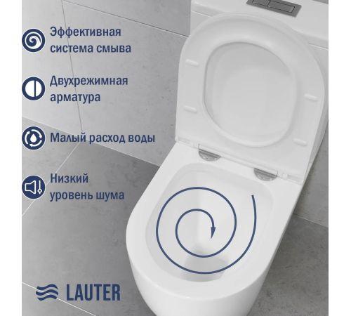 Унитаз напольный Lauter Rimless 21D2202 + гигиенический душ Rinse 21GN4051CH