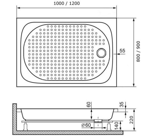 Душевой поддон RGW LUX/TN 120х90