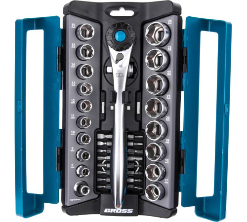 Набор трещотка с головками и битами GROSS 14145 36 предметов