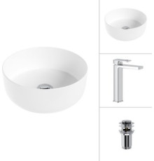 Умывальник Lauter 21499-31 + Cascade 21СК0655C с донным клапаном 21190CH хром