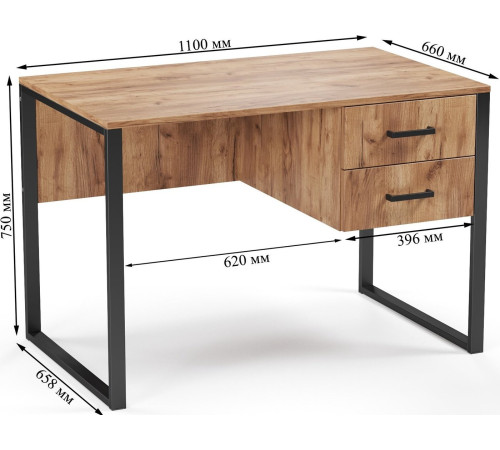 Стол Soma Slava 110x66 дуб крафт золотой/черный
