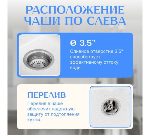 Кухонная мойка Saniteco Fama белый