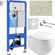 Унитаз подвесной Roxen Egg в комплекте с инсталляцией StounFix Dual Fresh 6 в 1 966619 кнопка: бежевый
