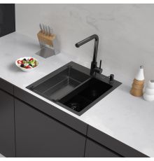 Кухонная мойка ARFEKA Eco AR мойка 450*500, коландер G, дозатор Black Decor Millet