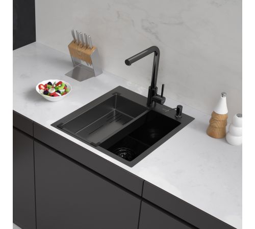 Кухонная мойка ARFEKA Eco AR мойка 450*500, коландер G, дозатор Black Decor Millet
