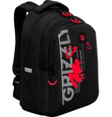 Школьный рюкзак Grizzly RB-452-3f черный/красный