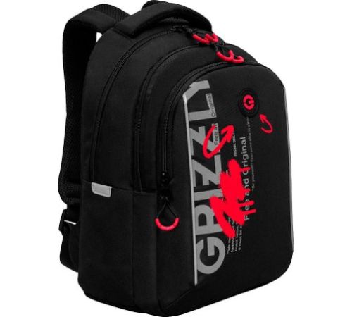 Школьный рюкзак Grizzly RB-452-3f черный/красный