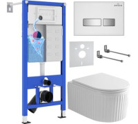 Унитаз подвесной Roxen Royal Matt в комплекте с инсталляцией StounFix Dual Fresh 6 в 1 968291 кнопка: белый/хром