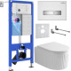 Унитаз подвесной Roxen Royal Matt в комплекте с инсталляцией StounFix Dual Fresh 6 в 1 968291 кнопка: белый/хром