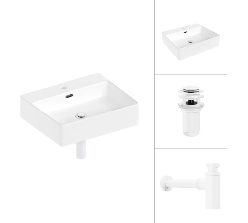 Умывальник Lauter 21478 + клапан 21190W + сифон 21635W белый матовый