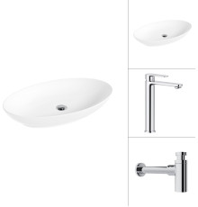 Умывальник Lauter 21571 + Moon 21СK81691C с сифоном 21635CH хром