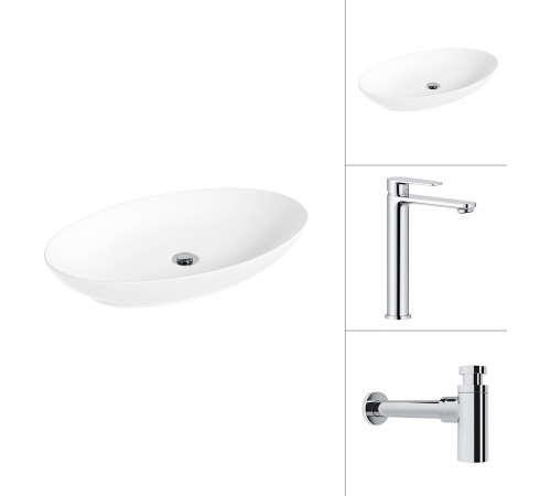 Умывальник Lauter 21571 + Moon 21СK81691C с сифоном 21635CH хром