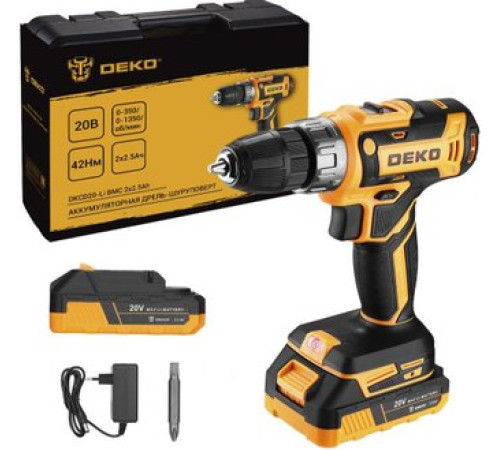 Дрель-шуруповерт Deko DKCD20-Li 085-1123 с 2-мя АКБ, кейс