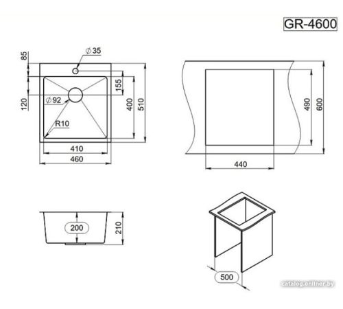 Кухонная мойка Granula GR-4600 графит матовый
