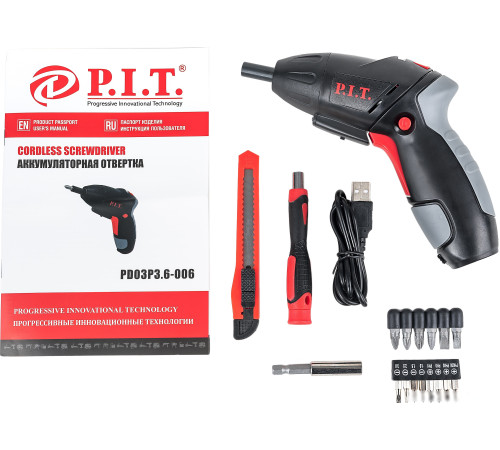 Электроотвертка P.I.T. PD03P3.6-006 с АКБ