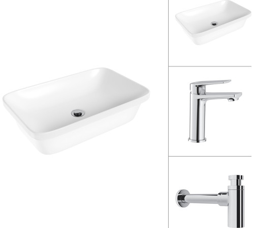 Умывальник Lauter 21370 + Sky 21CK533C с сифоном 21635CH хром