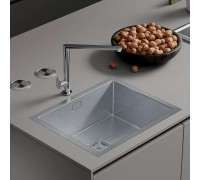 Кухонная мойка Roxen Uno 560210-54 под столешницу сатин/матовая поверхность ролл-мат, дозатор, сифон