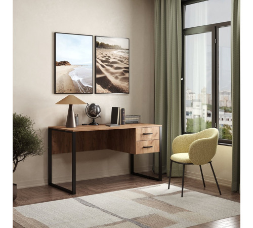 Стол Soma Slava 135x66 дуб крафт золотой/черный