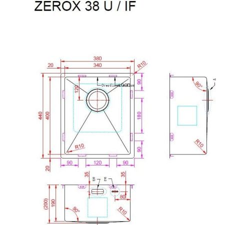 Кухонная мойка ZorG Zerox 38 U / IF PVD Gunblack