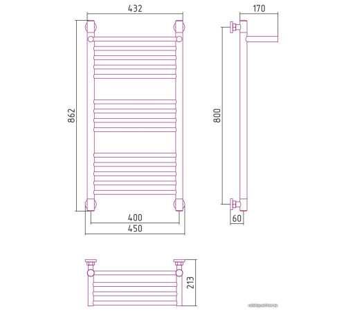 Полотенцесушитель Сунержа Богема с полкой+ 800х400 071-0223-8040