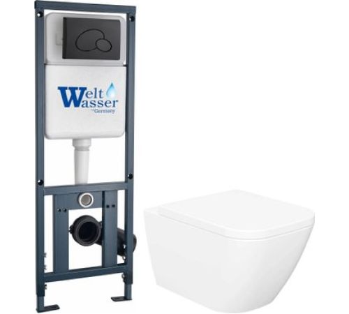 Унитаз подвесной Lauter Nuremberg 21811 + Marberg 410 RD BL с кнопкой смыва
