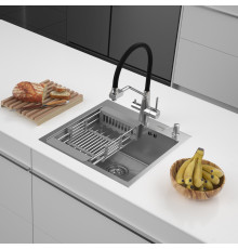 Кухонная мойка ARFEKA ECO AR мойка 500*500, коландер, дозатор SATIN DECOR MILLET GRAINS
