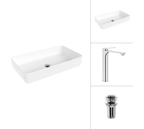 Умывальник Lauter 21487-60 + Rio 21AM12672 с донным клапаном 21190CH хром