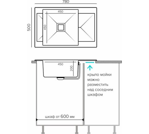 Кухонная мойка Polygran Blade 780 кремовый