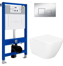 Унитаз подвесной Lauter Nuremberg 21811 + 21901001 белый, с кнопкой смыва 219703F сатин