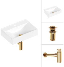 Умывальник Lauter 21887B + клапан 21190G + сифон 21635G золото