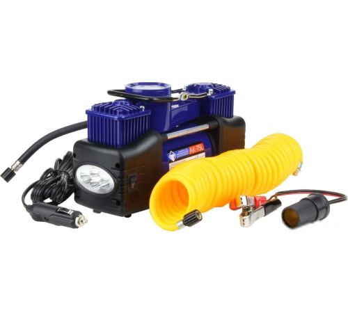 Автомобильный компрессор Nova Bright АК-75L двухпоршневой, мет. корпус, LED-фонарь, сумка