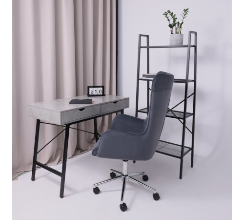 Офисное кресло AksHome Bella XL chrome Kiton 713 Graphite велюр/графит