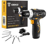 Дрель-шуруповерт Deko GCD12DU3 SET 2 063-4146 с 1-им АКБ, набор оснастки