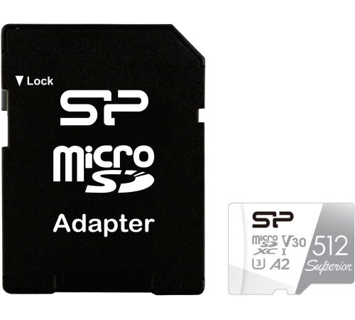 Карта памяти Silicon-Power Superior microSDXC SP512GBSTXDA2V20SP 512GB с адаптером