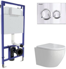 Унитаз подвесной Berges Wasserhaus Okus Rimless + Visam Slim 525 EX-043389 с сиденьем