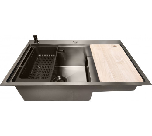 Кухонная мойка Stellar S6550NB-TU-L нано черный, с доской