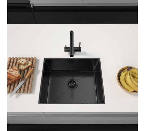 Кухонная мойка ARFEKA ECO AR 550*450 BLACK PVD NANO DECOR VOLCANIC ROCK