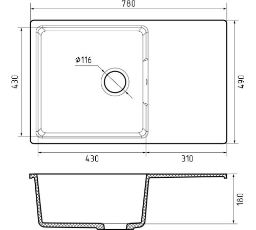 Кухонная мойка GranFest GF-Urban-678L белый