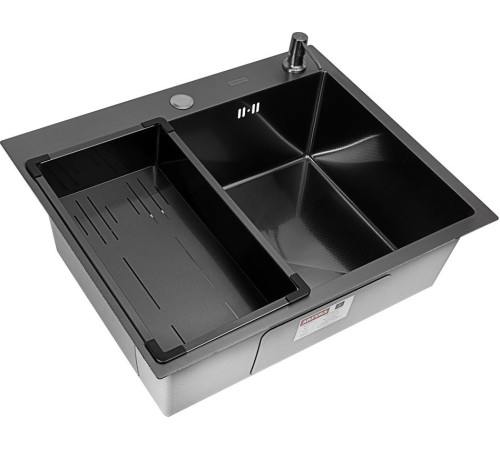 Кухонная мойка ARFEKA Eco AR мойка 600*500, коландер G, дозатор Black Decor