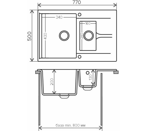 Кухонная мойка Polygran Brig-770 черный 16