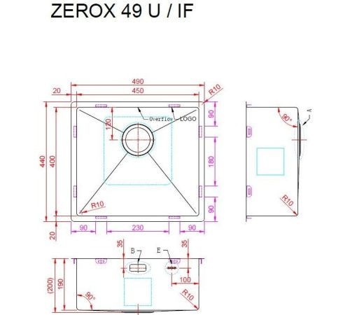 Кухонная мойка ZorG Zerox 49 U / IF Steel