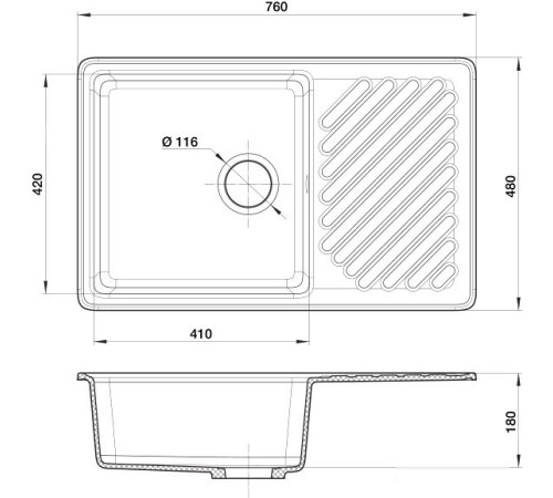 Кухонная мойка GranFest QUARZ GF-ZL52 черный