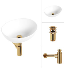 Умывальник Lauter 21652 + клапан 21190G + сифон 21635G золото