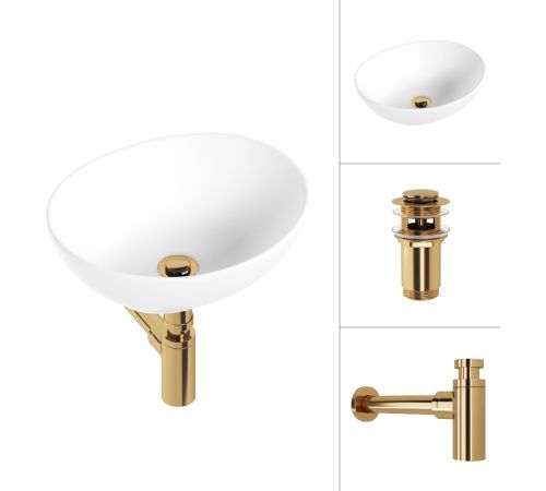 Умывальник Lauter 21652 + клапан 21190G + сифон 21635G золото